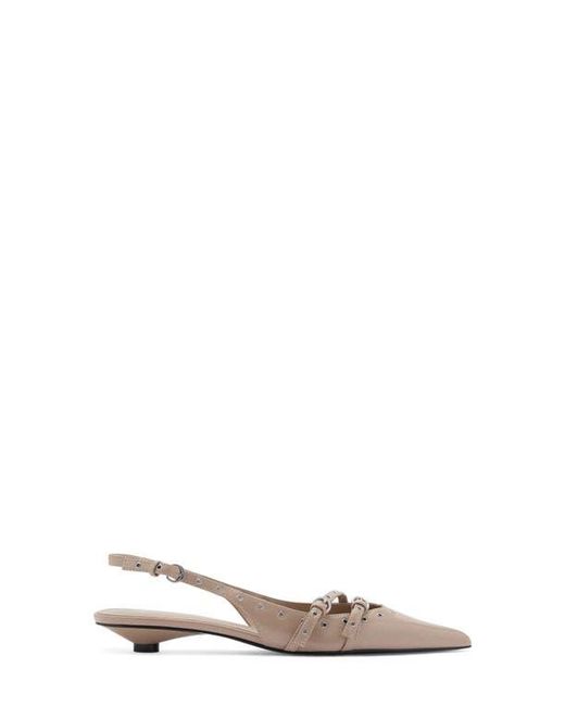 Mango White Grommet Pointed Toe Slingback Pump