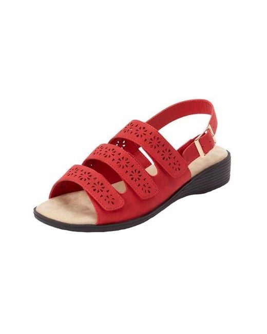 Comfortview Red The Sutton Suede-Like Adjustable Sandal