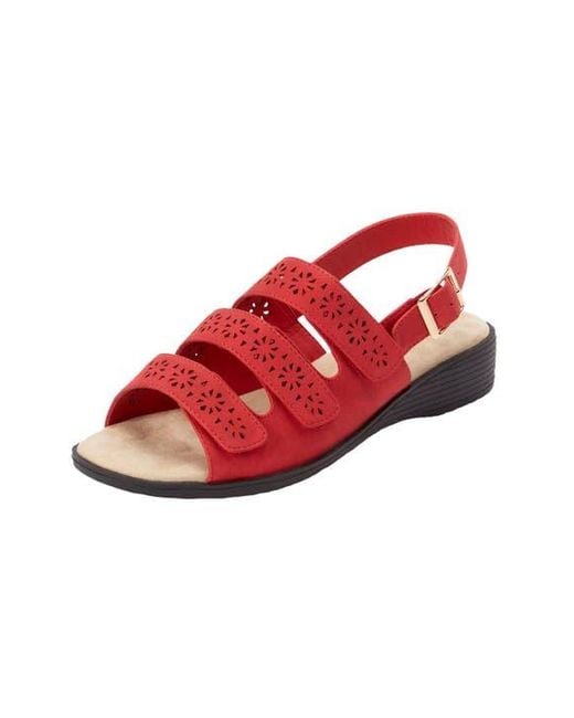 Comfortview Red The Sutton Suede-Like Adjustable Sandal