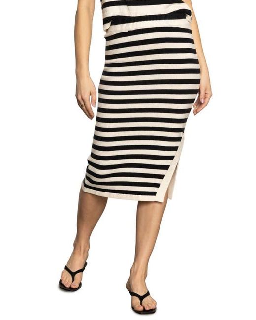Sanctuary Black Stripe Side Slit Midi Skirt