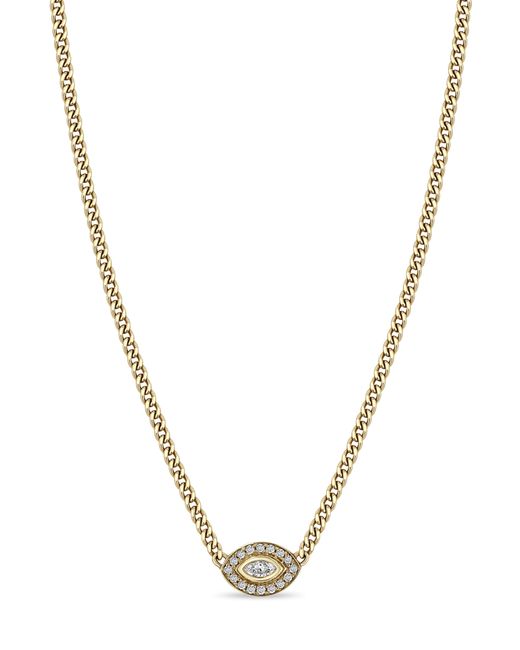 Zoe Chicco Metallic Paris Small Diamond Halo Pendant Necklace