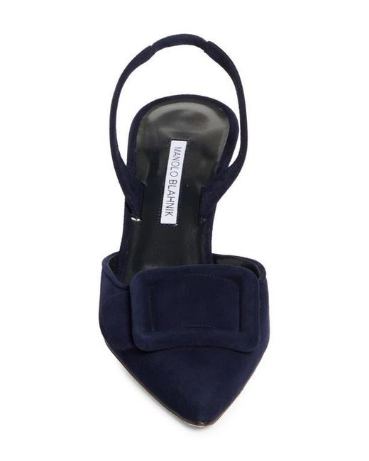 Manolo Blahnik Blue Maysli Pointed Toe Slingback Pump