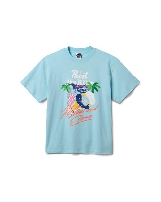 Maui & Sons Blue X Pabst Ribbon Shark Graphic T-Shirt for men