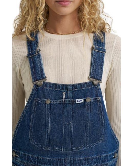 Lee Jeans Blue Distressed Relaxed Denim Overalls