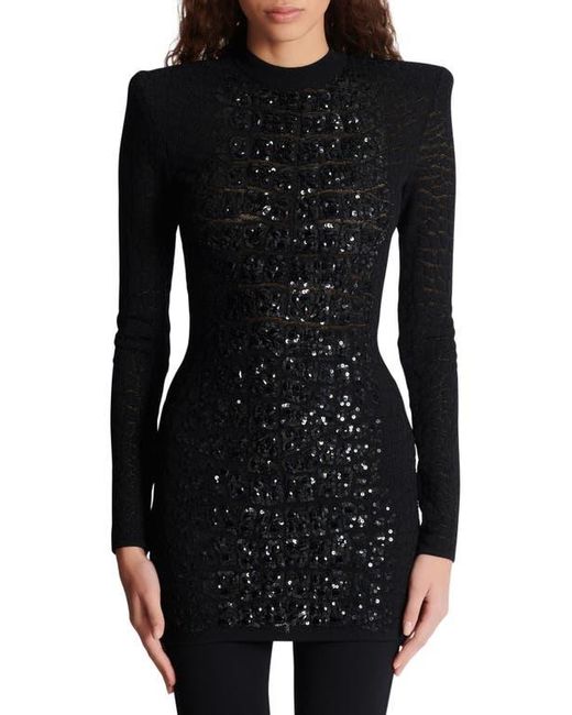 Balmain Black Short Sequin Dress