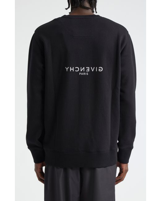 Givenchy Black Reverse Logo Cotton Crewneck Sweatshirt for men