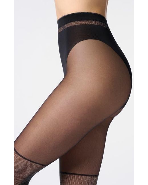 Oroblu White Precious Metallic Mixed Stitch Tights