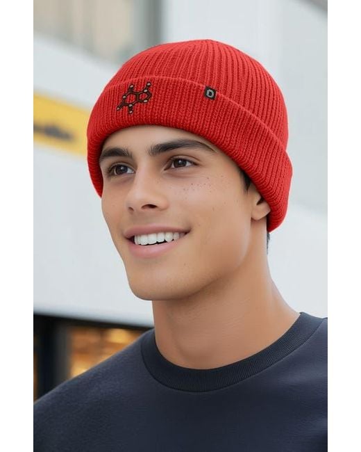 Alix Red Molecule Beanie for men