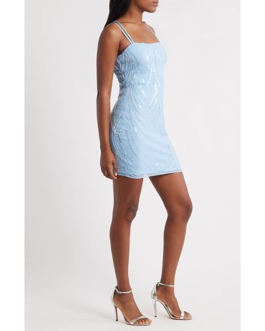 Jump Apparel Blue Sequin Detail Strappy Back Cocktail Minidress