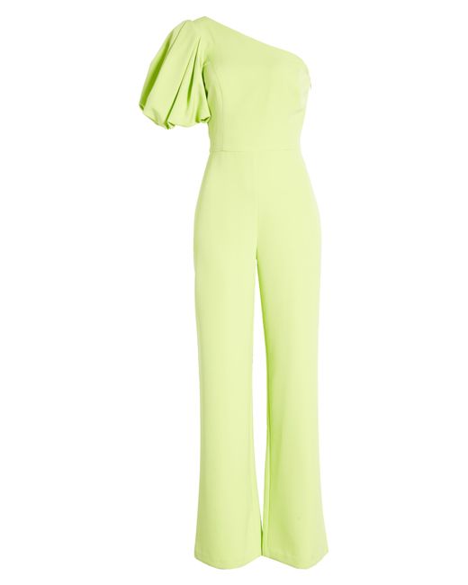 Eliza J Yellow One-shoulder Jumpsuit