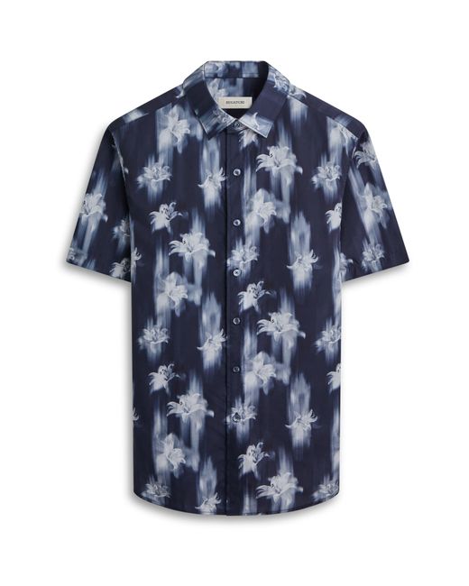 Bugatchi Blue Orson Floral Short Sleeve Button-up Shirt for men