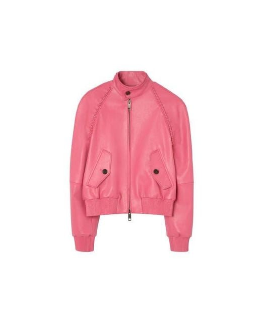 Burberry Red Leather Locksley Jacket for men