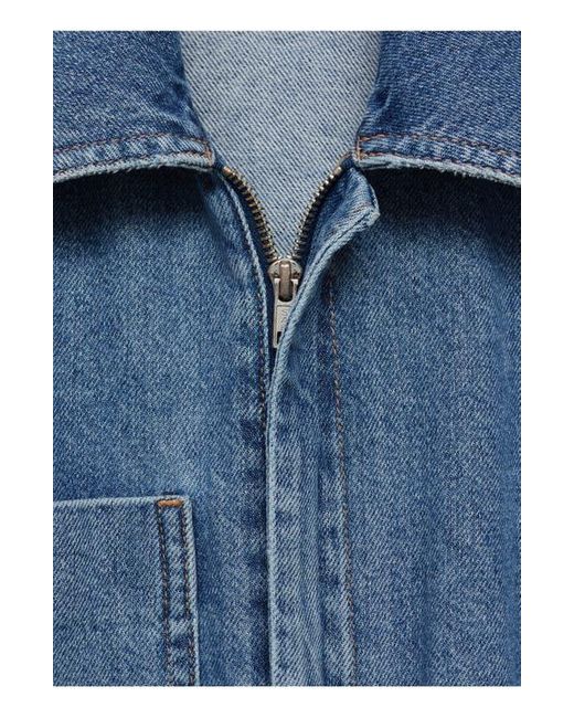Mango Blue Fleur Tie Waist Denim Jumpsuit