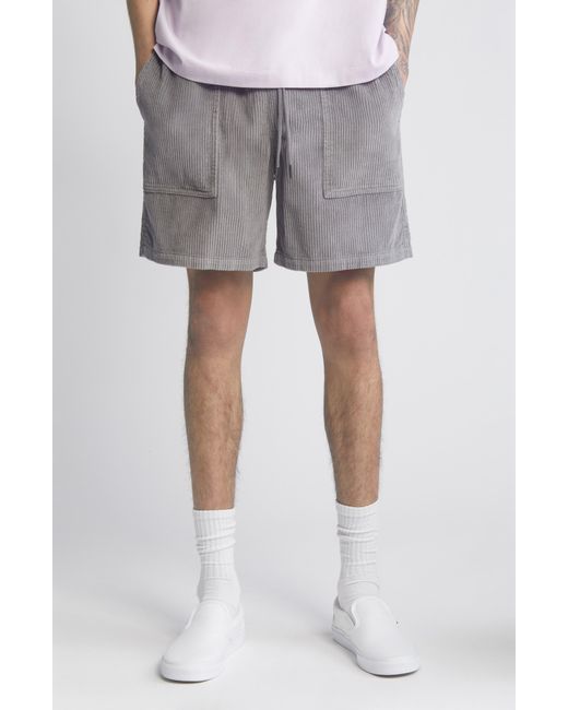 BP. Gray Elastic Waist Corduroy Shorts for men