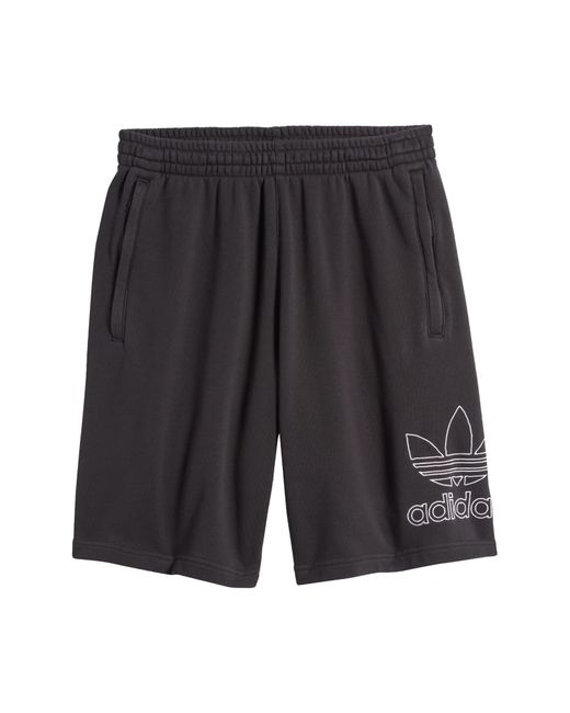 Adidas Originals Gray Trefoil Embroidered Sweat Shorts for men