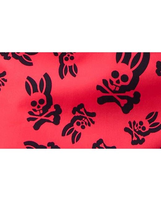 Psycho Bunny Red Groves Print Swim Trunks for men