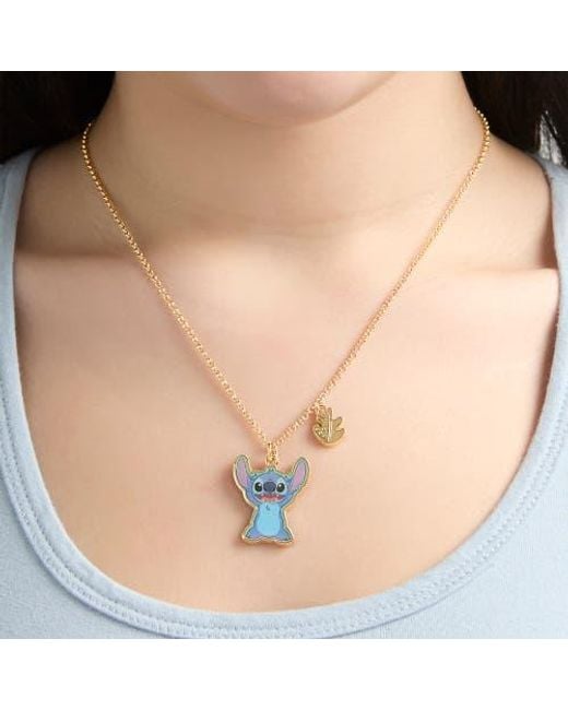 Disney Metallic Jewelry Set With-Tone Fashion Necklace And Palm Leaf Stud Earrings