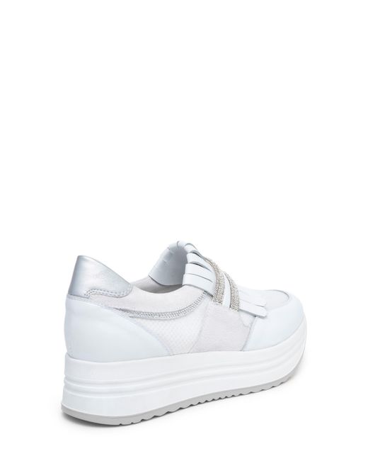 Nero Giardini White Kiltie Fringe Platform Sneaker
