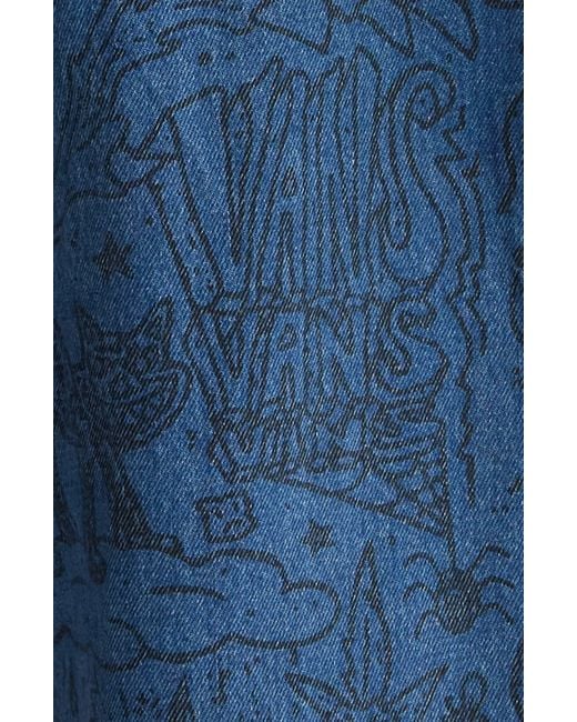 Vans Blue Check-5 Doodle Print Loose Fit Jeans for men