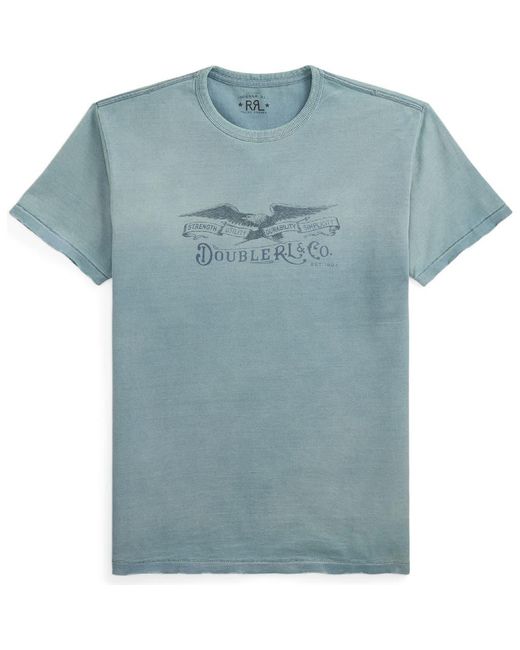 Ralph Lauren Blue Distressed Jersey Graphic T-Shirt for men