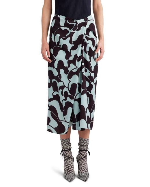 Dries Van Noten Black Sampa Abstract Print Midi Skirt