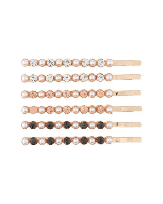 Tasha White Assorted 6-pack Pearly Bead & Crystal Hair Clips