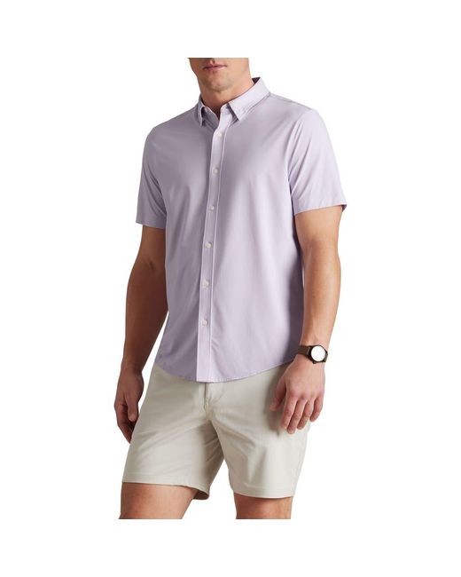 Rhone Purple Commuter Short Sleeve Button-Up Shirt for men