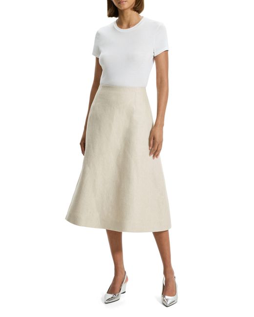 Theory Natural High Waist Linen A-line Skirt