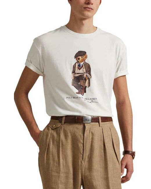 Polo Ralph Lauren White Polo Bear Classic Fit Graphic T-Shirt for men