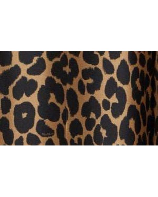 Max Mara Black Ghinea Leopard Print Silk Wide Leg Pants