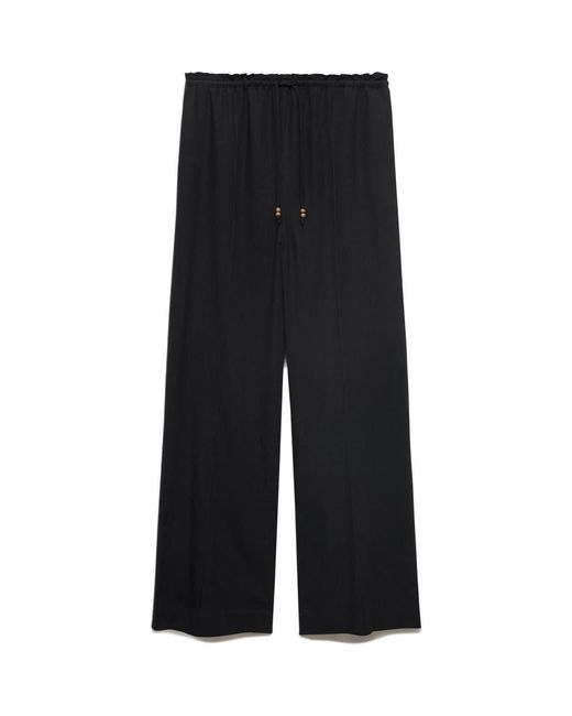Mango Black Drawstring Waist Linen Blend Pants