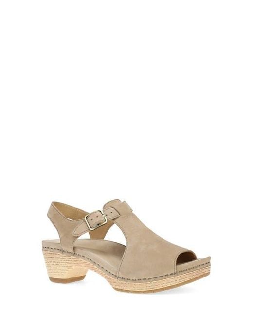 Dansko Natural Laverne Ankle Strap Peep Toe Platform Sandal