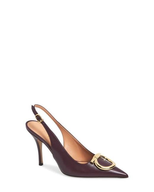 Ferragamo Brown Sara Pointed Toe Slingback Pump