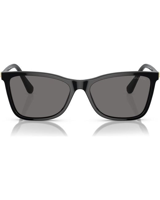 Swarovski Gray 55Mm Polarized Rectangular Sunglasses