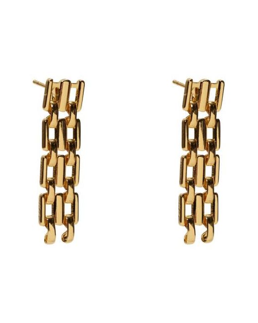 Argento Vivo Sterling Silver White Panthera Link Linear Drop Earrings