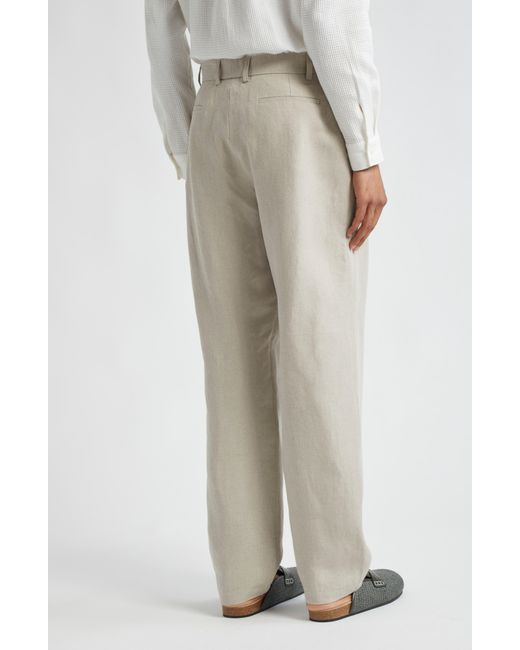 De Bonne Facture Natural Two Pleat Linen Trousers for men