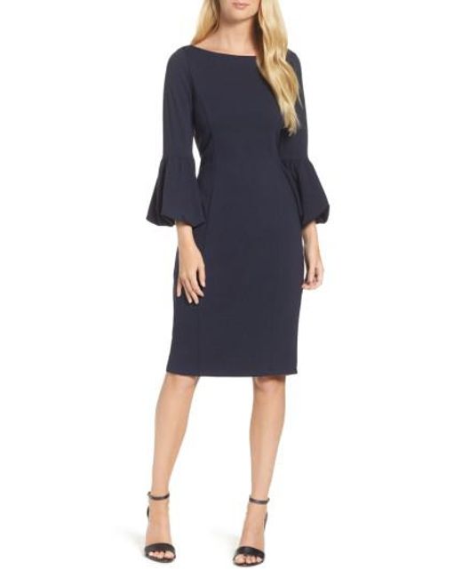 Brands knee length lace sheath dress with flounce hemophilia maine