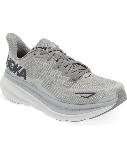 Hoka One One Gray Clifton 9 Running Shoe for men