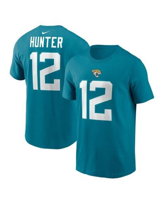 Nike Blue Travis Hunter Jacksonville Jaguars 2025 Nfl Draft First Round Pick Name & Number T-Shirt for men