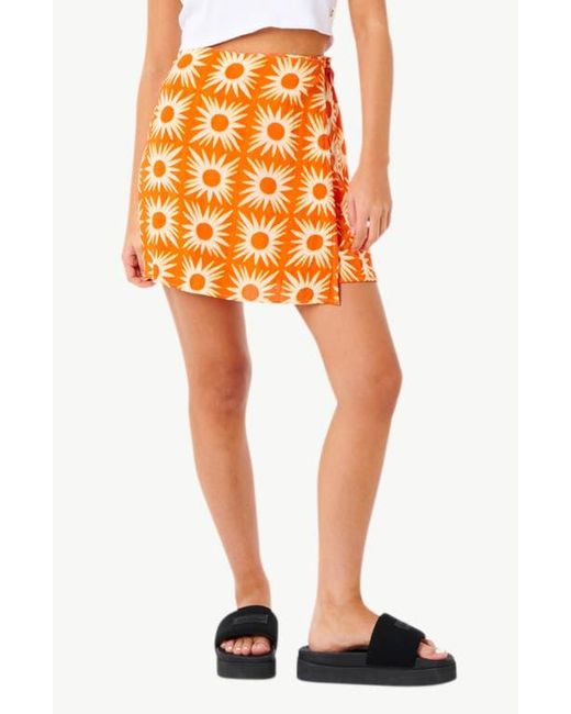 Rip Curl Orange Sun Drenched Wrap Skirt