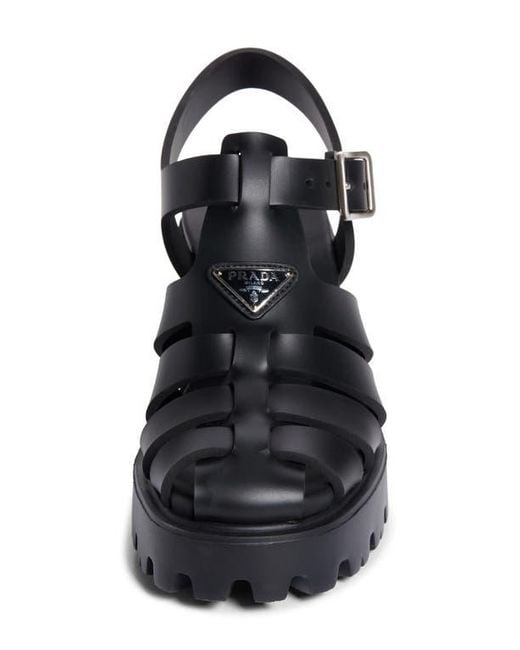 Prada Black Stride Flow Cage Platform Sandal