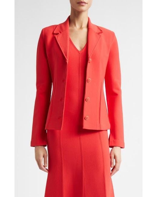 St. John Red Adele Valley Fitted Sweater Jacket