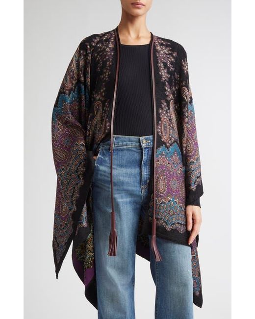 Etro Multicolor Metallic Paisley Jacquard Cape