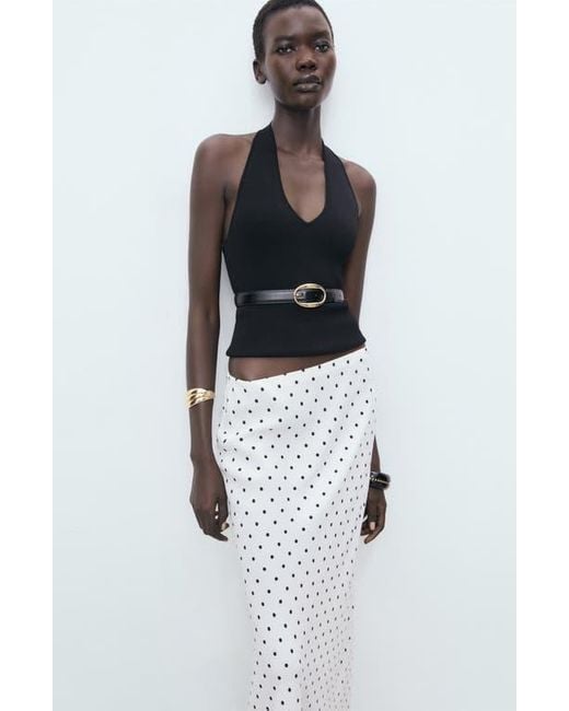 Mango White Polka Dot Maxi Skirt