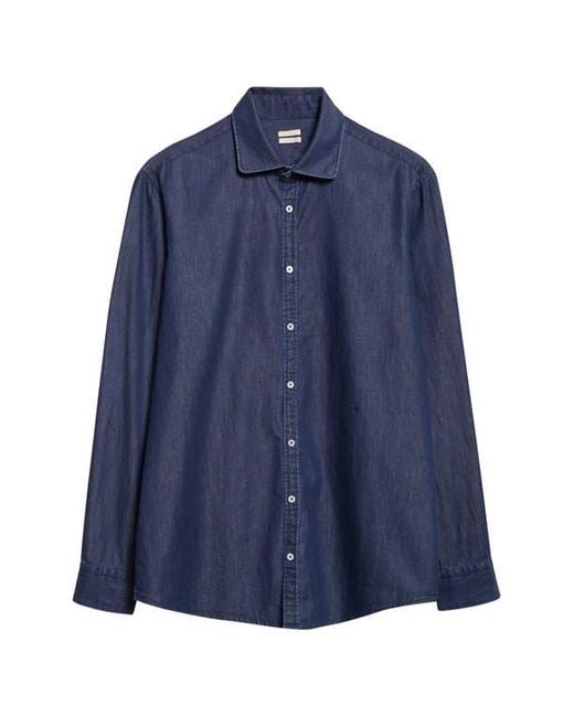 Massimo Alba Blue Canary Classic Fit Cotton Denim Button-Up Shirt for men