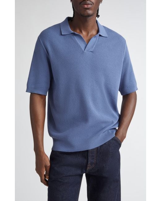 Sunspel Blue Compact Mesh Polo Sweater for men