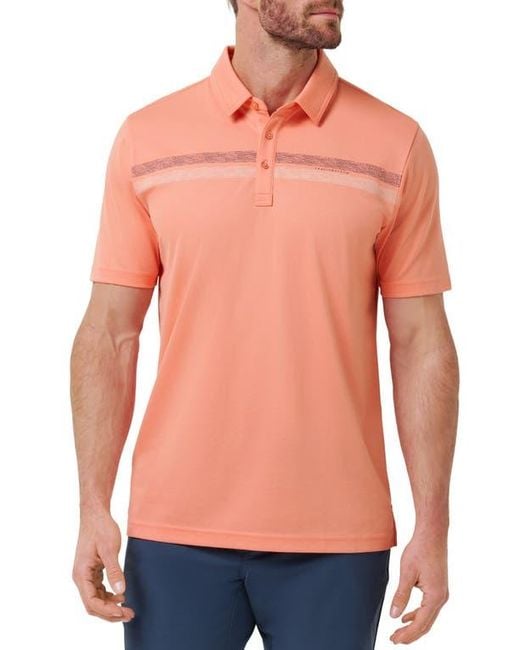 Travis Mathew Blue Roaming Routes Chest Stripe Polo for men