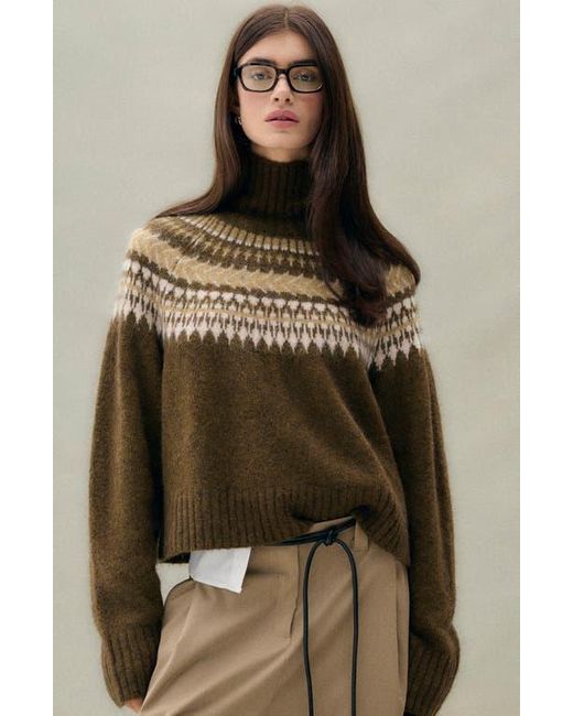 Barbour Green Lorrie Fair Isle Wool & Alpaca Blend Sweater