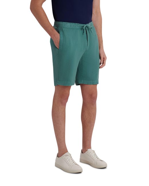 Bugatchi Green Drawstring Linen Shorts for men