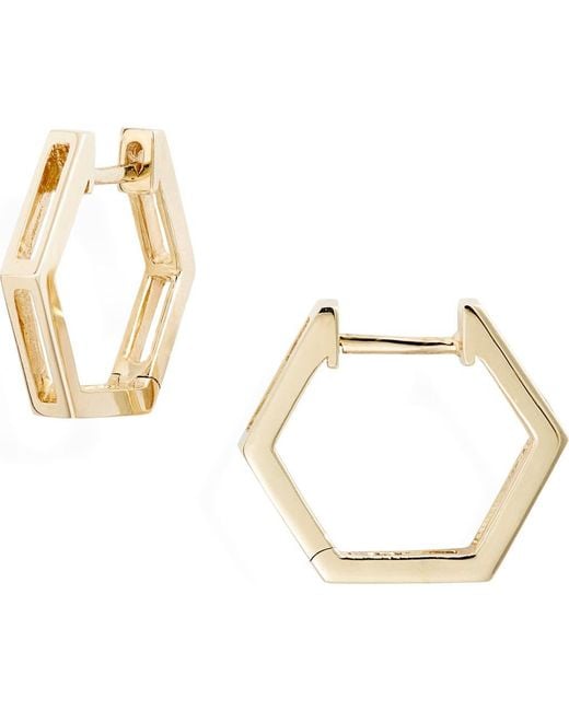 Bony Levy Metallic Hexagonal Split Hoop Earrings